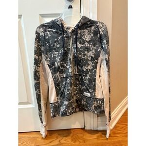 Oakley Women's Full Zip Hoodie Jacket Gray Floral Activewear Small S
